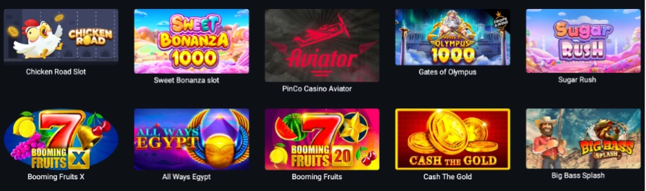 Pinco Casino'daki en iyi oyunlar